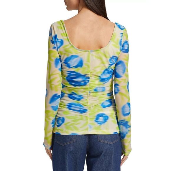 Ganni Womens Floral Print Turtleneck Sheer Long Sleeve Top US Small EUR36 - Picture 4 of 6